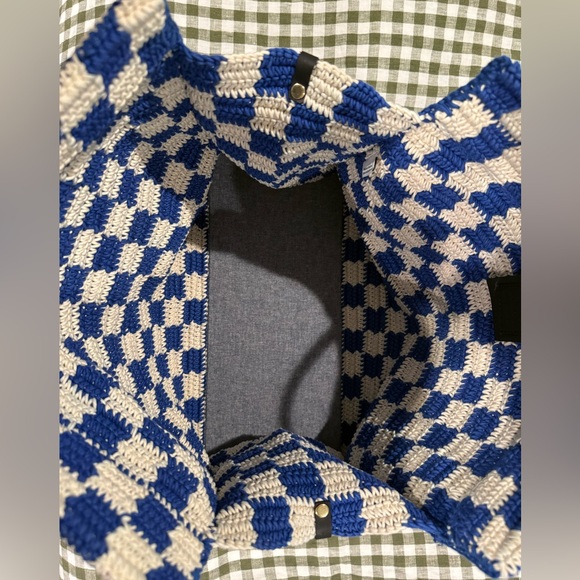 Clare V Summer Simple Tote- Blue & White checkered - Picture 7 of 9